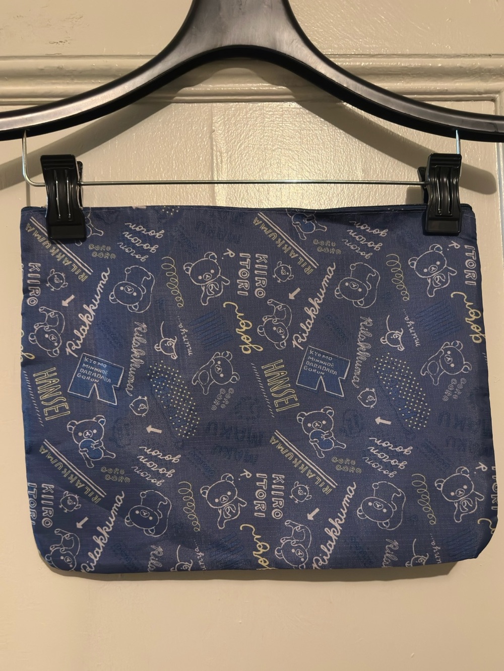 Like New Rilakkuman Navy Print Zip Pouch - Casual. Accessory. 13.75”W x 10.75” H
